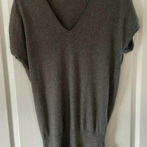 Mint Velvet Grey Green UK 8 Jumper Tie Sleeve V-Neck Cotton Cashmere